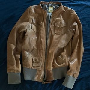 Vintage Fossil Leather Bomber Jacket